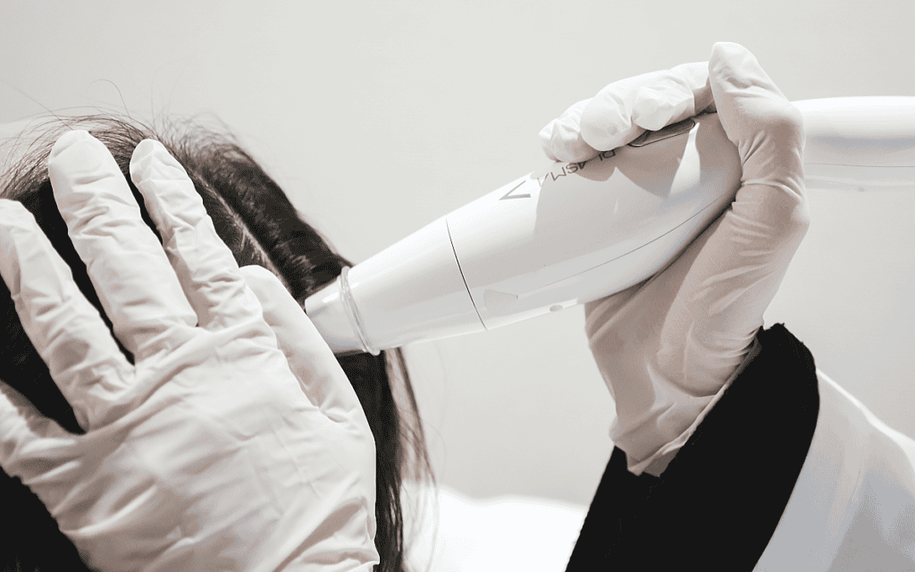 PLASMA機器で施術中